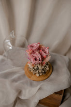 Load image into Gallery viewer, Feminine floral arrangement under glass dome.