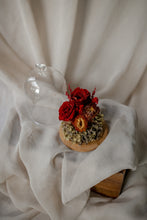 Load image into Gallery viewer, Romantic preserved rose arrangement under glass dome.
