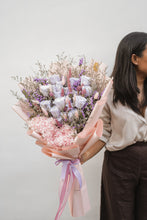 Load image into Gallery viewer, Romantic preserved lilac roses bouquet, long-lasting and handcrafted
