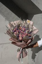 Load image into Gallery viewer, One dozen preserved roses bouquet in elegant wrap — long-lasting flowers from DriedFlowersPH.
