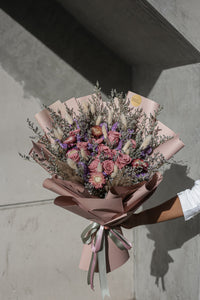 One dozen preserved roses bouquet in elegant wrap — long-lasting flowers from DriedFlowersPH.