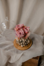 Load image into Gallery viewer, Charming Pink dried flower dome with preserved pink roses and pastel filler blooms
